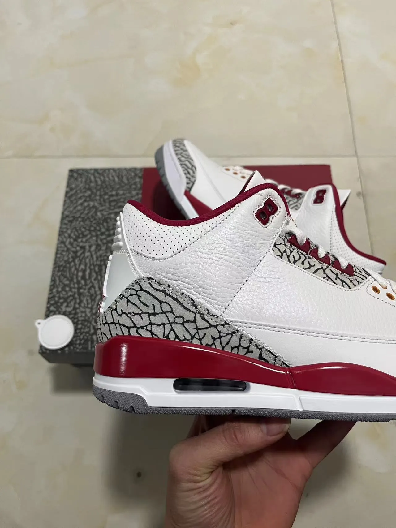 Air Jordan 3 White University Red Elephant Print Basketball Shoes 7