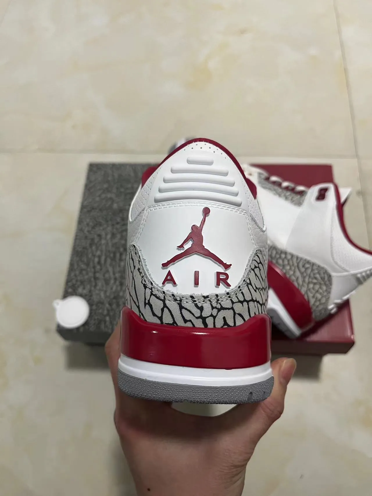 Air Jordan 3 White University Red Elephant Print Basketball Shoes 8