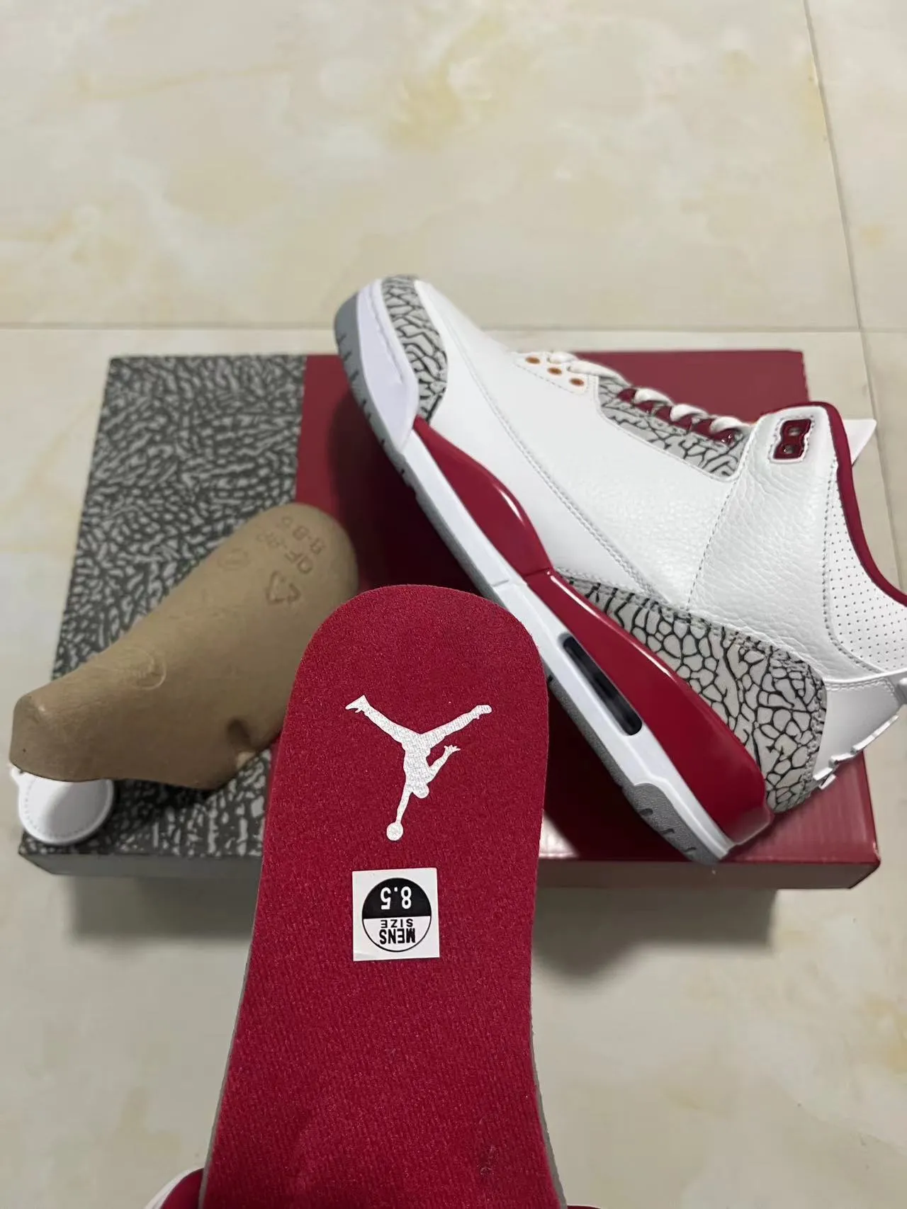 Air Jordan 3 White University Red Elephant Print Basketball Shoes 10