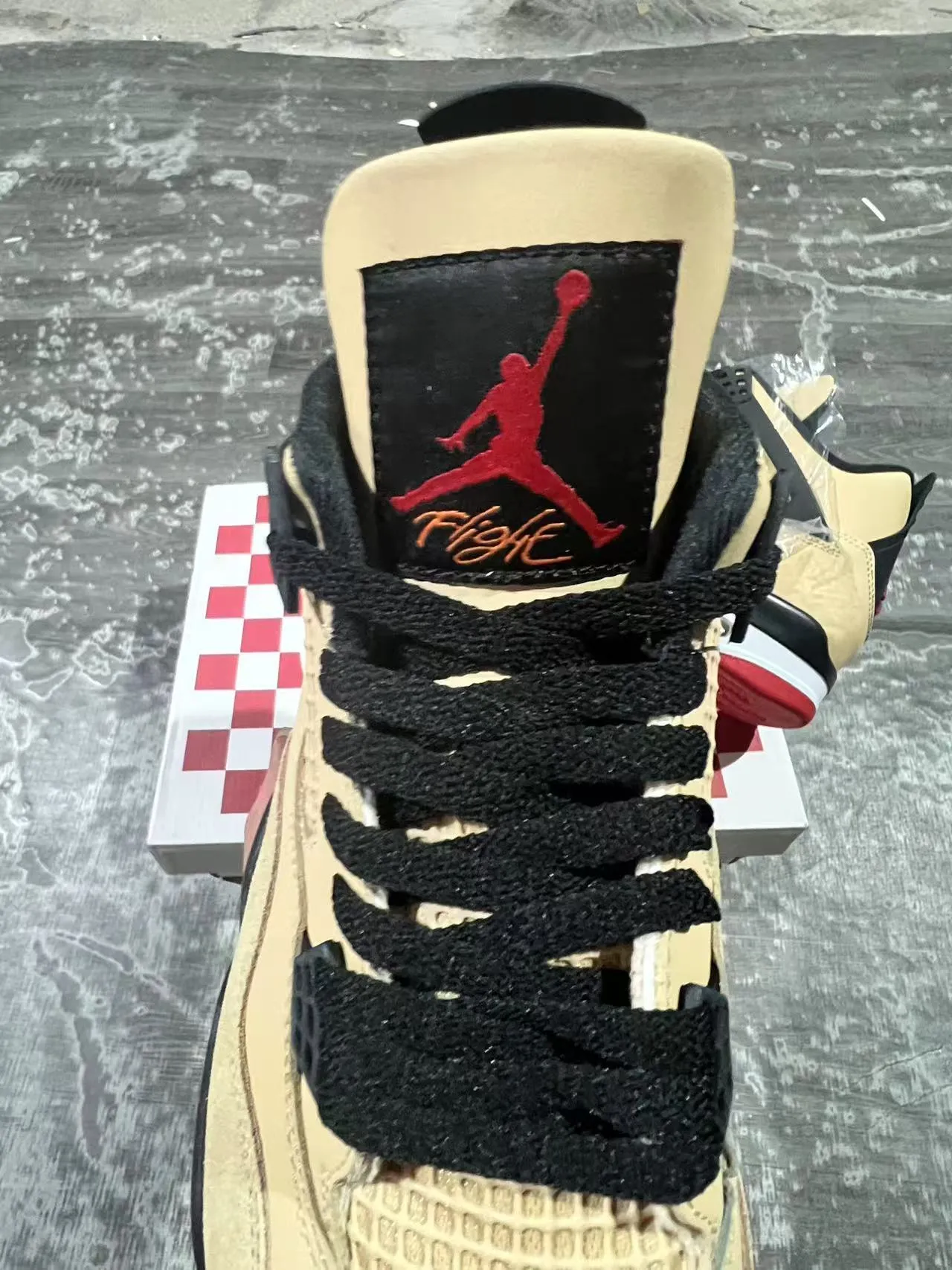 Air Jordan 4 Beige Black Red Basketball Shoes 4