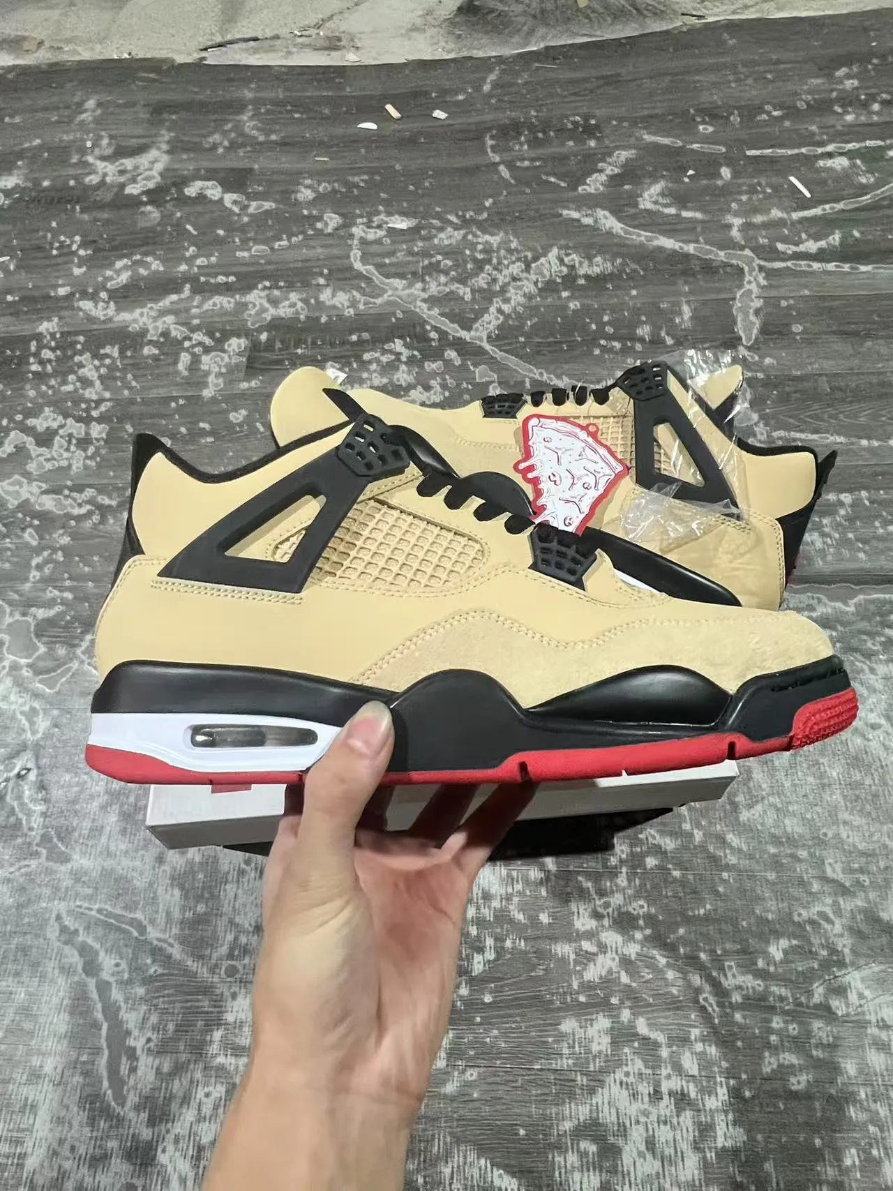 Air Jordan 4 Beige Black Red Basketball Shoes 7