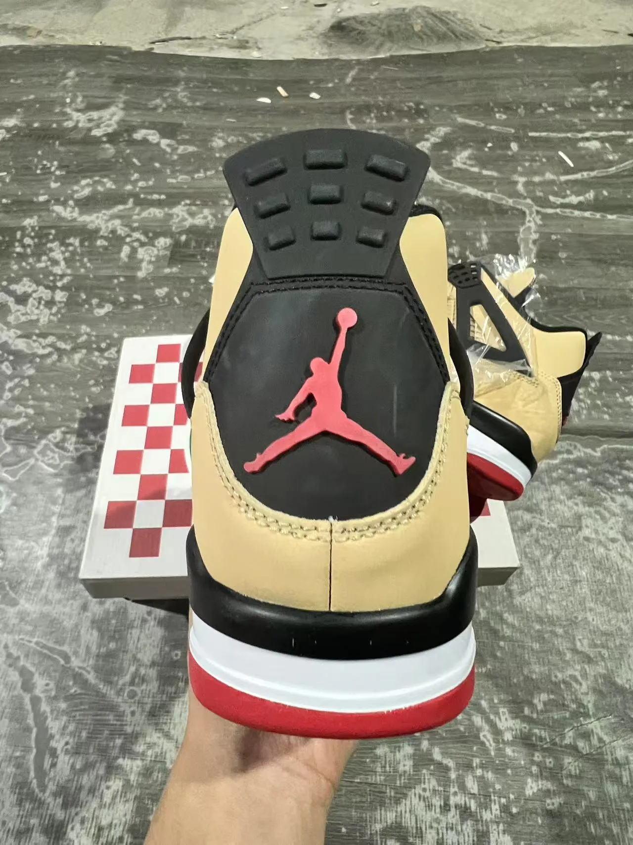 Air Jordan 4 Beige Black Red Basketball Shoes 8