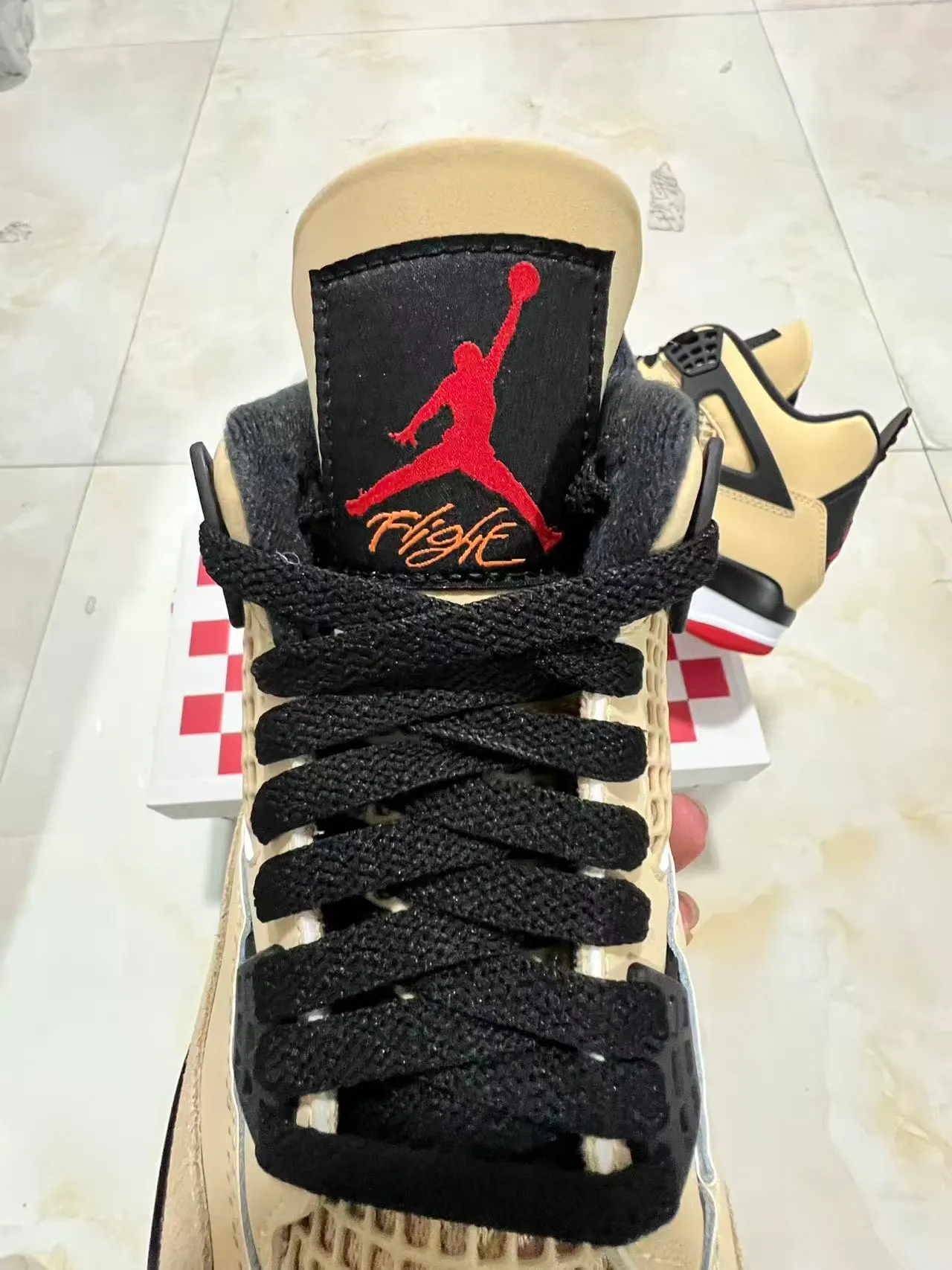Air Jordan 4 Beige Black Red Basketball Shoes 4