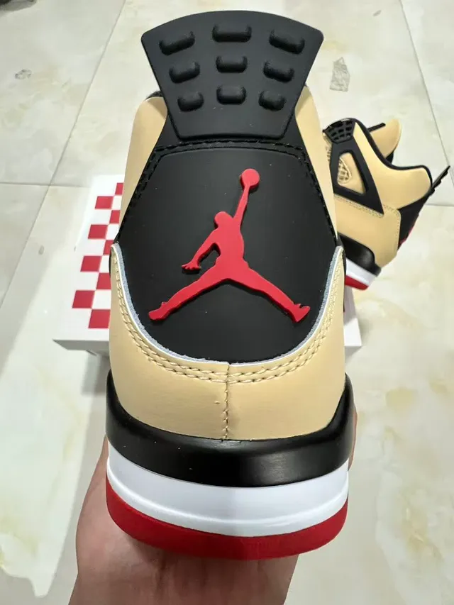 Air Jordan 4 Beige Black Red Basketball Shoes 8