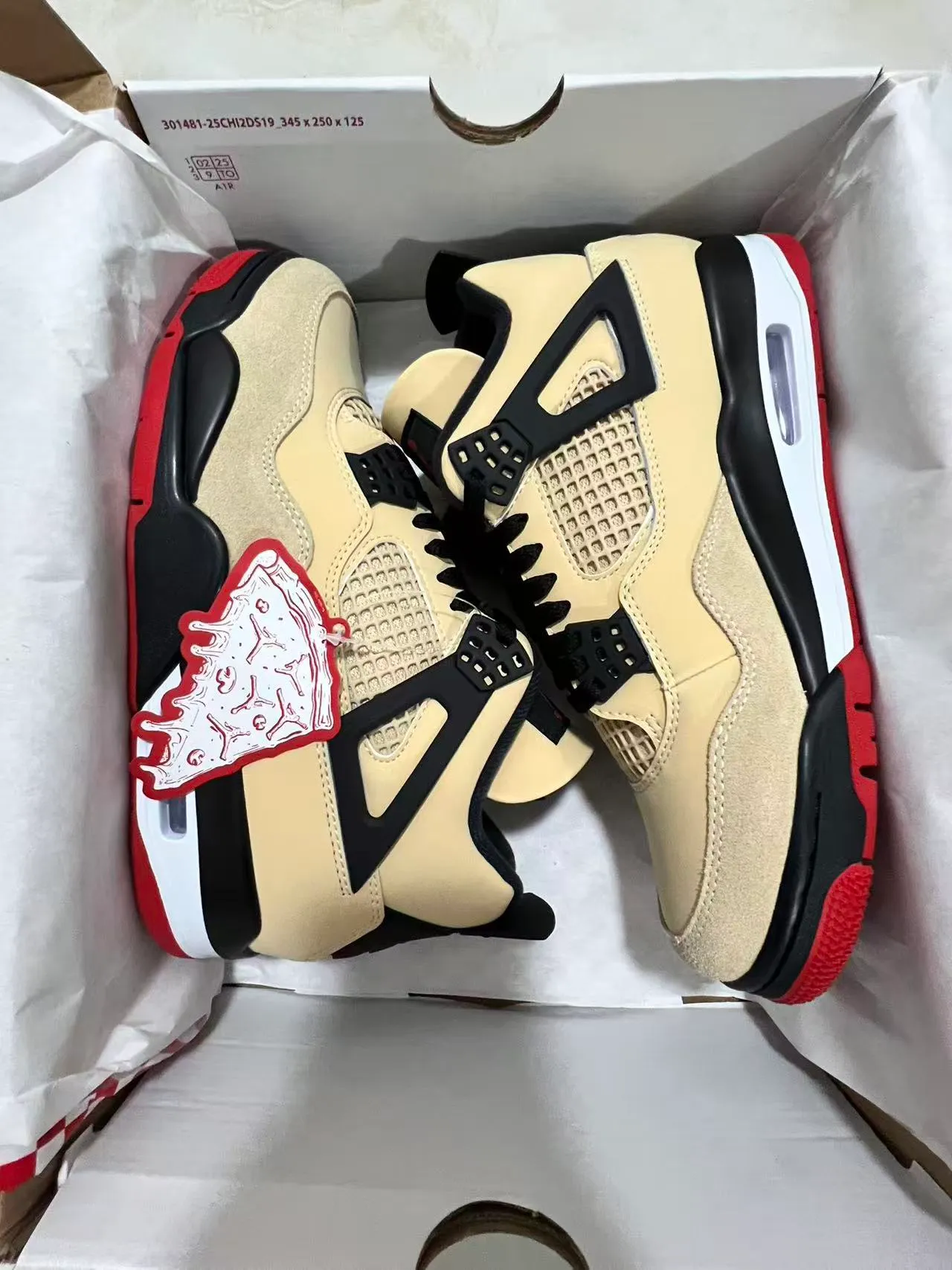 Air Jordan 4 Beige Black Red Basketball Shoes 9