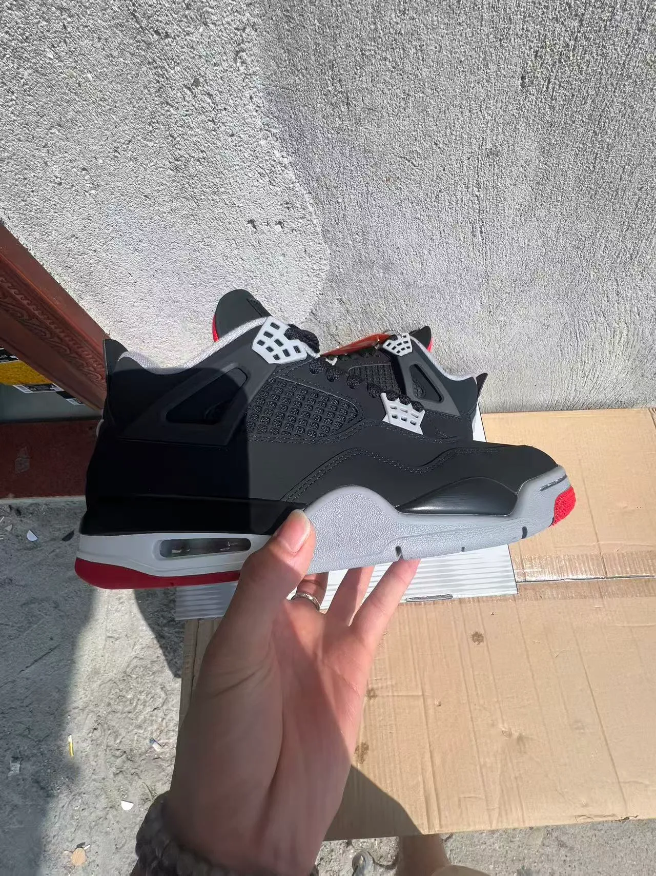Air Jordan 4 Black Cement Gray Basketball Shoes 7