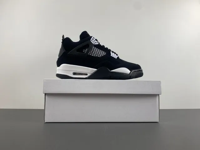 Air Jordan 4 Black White Basketball Shoes 15