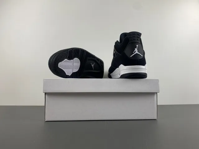 Air Jordan 4 Black White Basketball Shoes 16