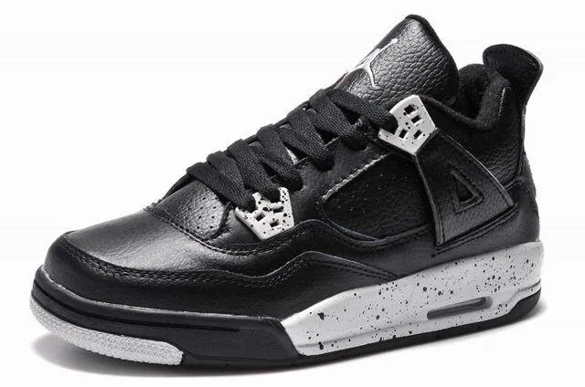 Air Jordan 4 Black White Speckled Basketball Shoes 3