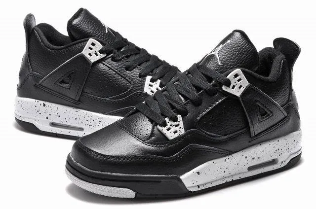 Air Jordan 4 Black White Speckled Basketball Shoes 4