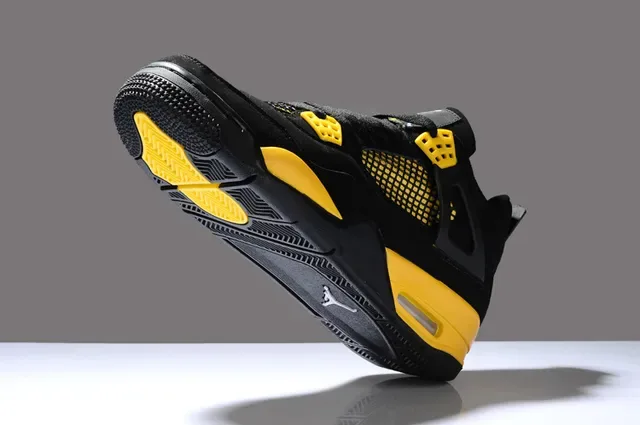 Air Jordan 4 Noir Jaune Chaussures de Basketball 2