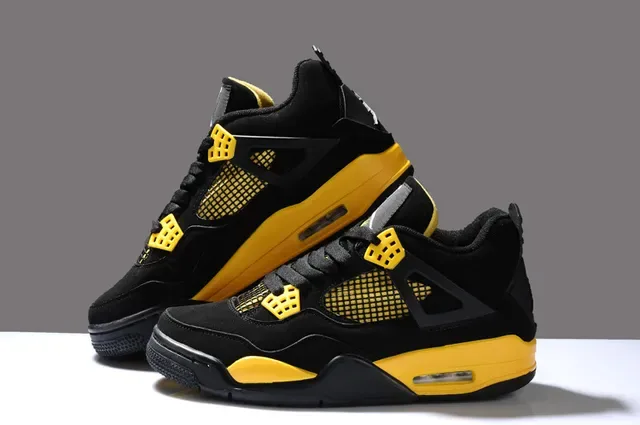 Air Jordan 4 Noir Jaune Chaussures de Basketball 4