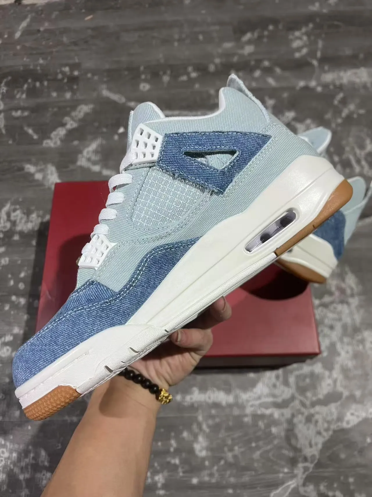 Air Jordan 4 Denim Blue White Gum Basketball Shoes 5