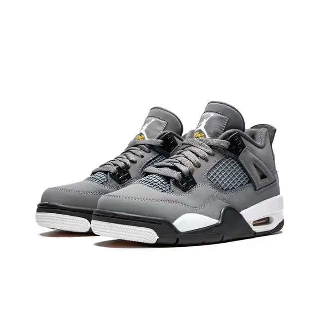 Air Jordan 4 Gray White Black Basketball Shoes 4