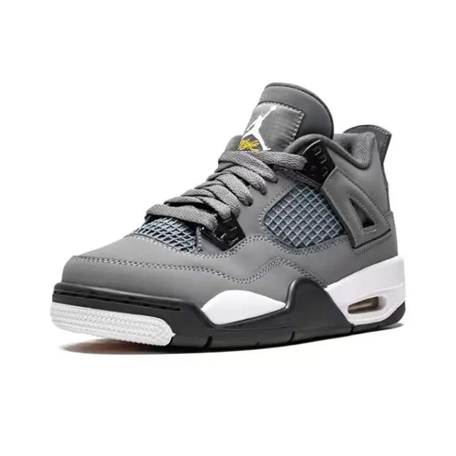 Air Jordan 4 Gray White Black Basketball Shoes 5