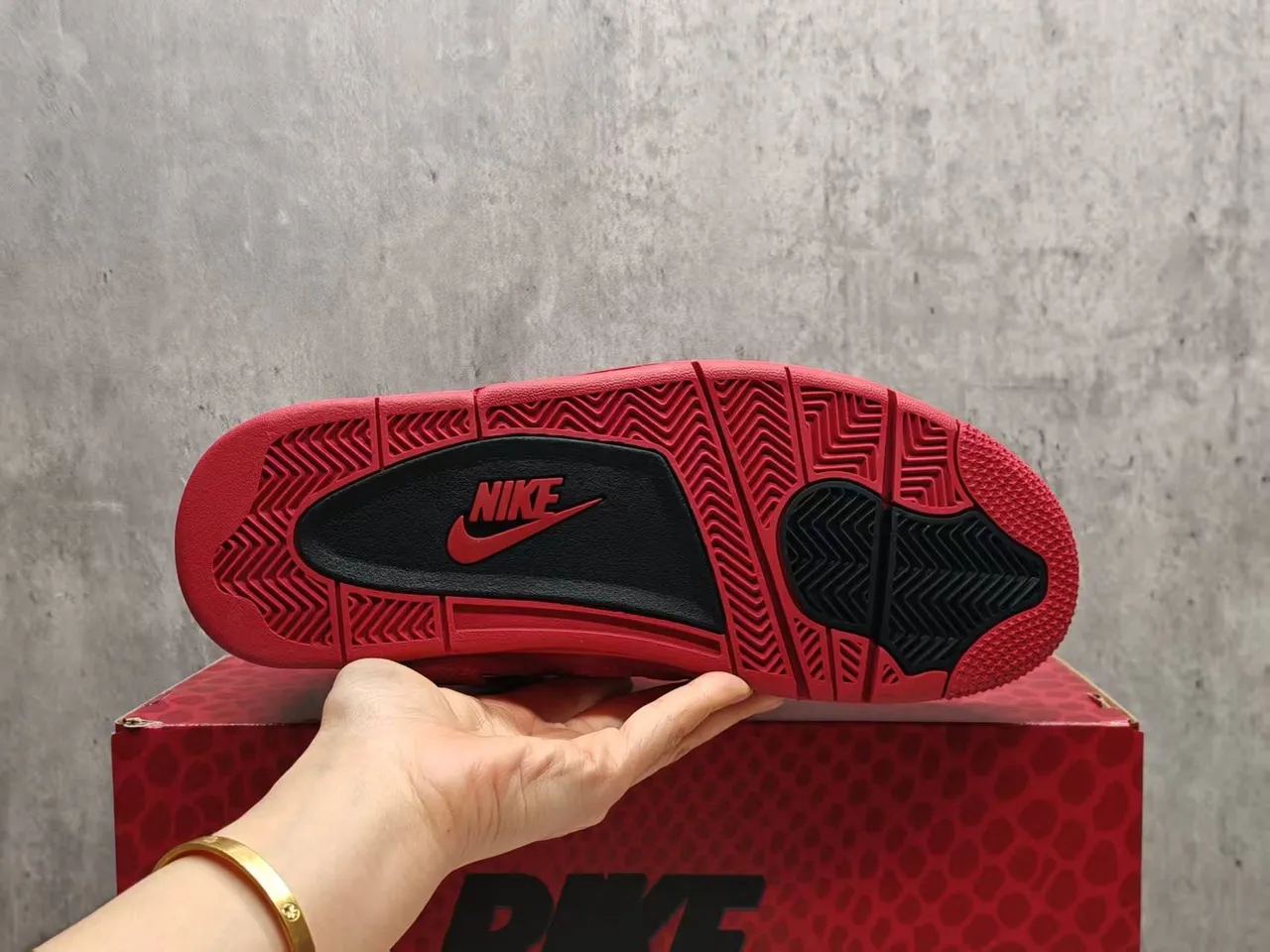 Air Jordan 4 Monochromatic Red Snake-Embossed Basketball Shoes 11