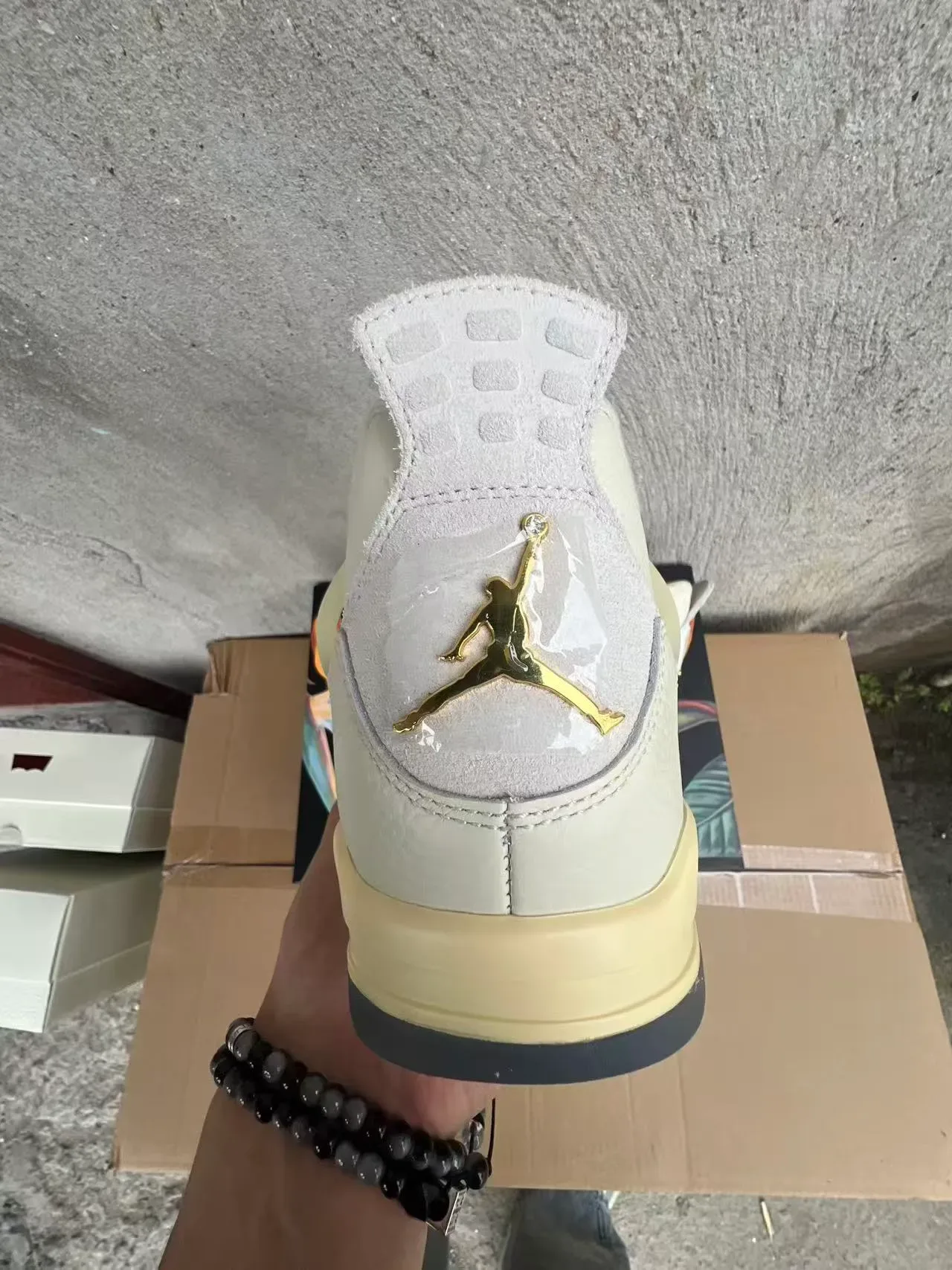 Air Jordan 4 Off-White e Laranja Tênis de Basquete 8