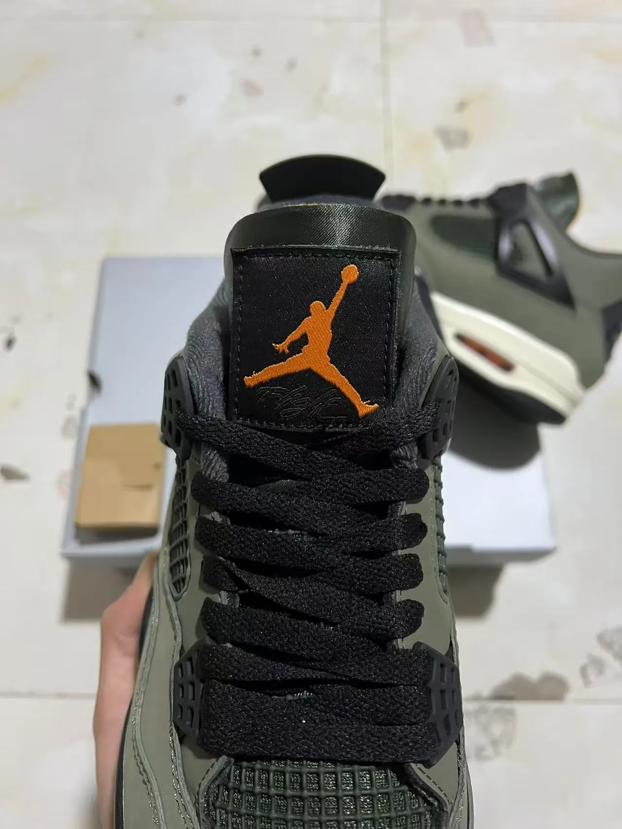 Air Jordan 4 Olive Green Black Cream Basketball Shoes 4