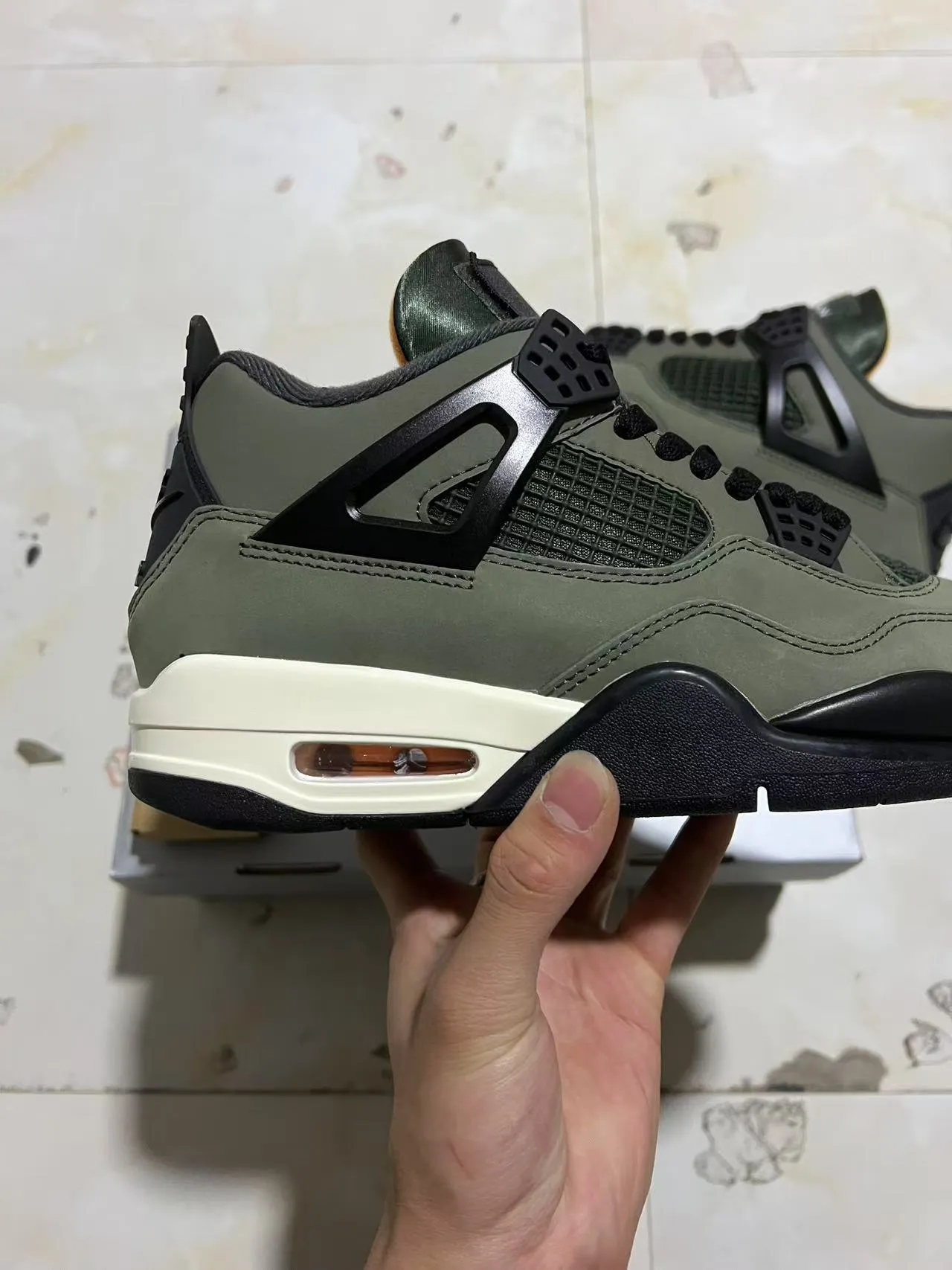 Air Jordan 4 Olive Green Black Cream Basketball Shoes 7