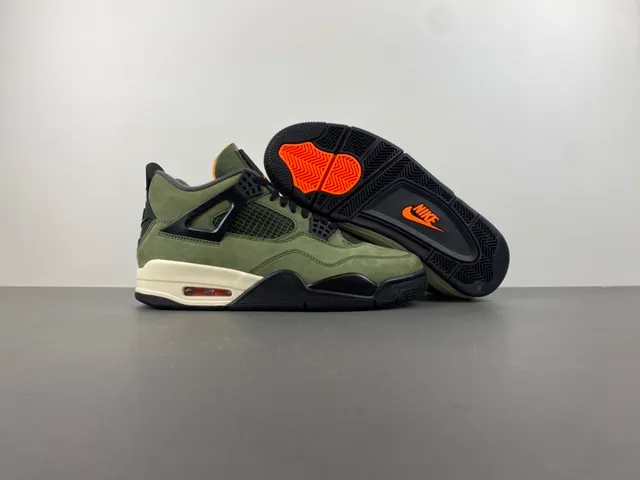 Chaussures de basketball montantes en daim vert olive Air Jordan 4 12