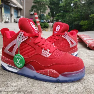 Air Jordan 4 Red Speckle Suede Basketball Shoes