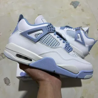 Air Jordan 4 Retro White and Light Blue Basketball Shoes