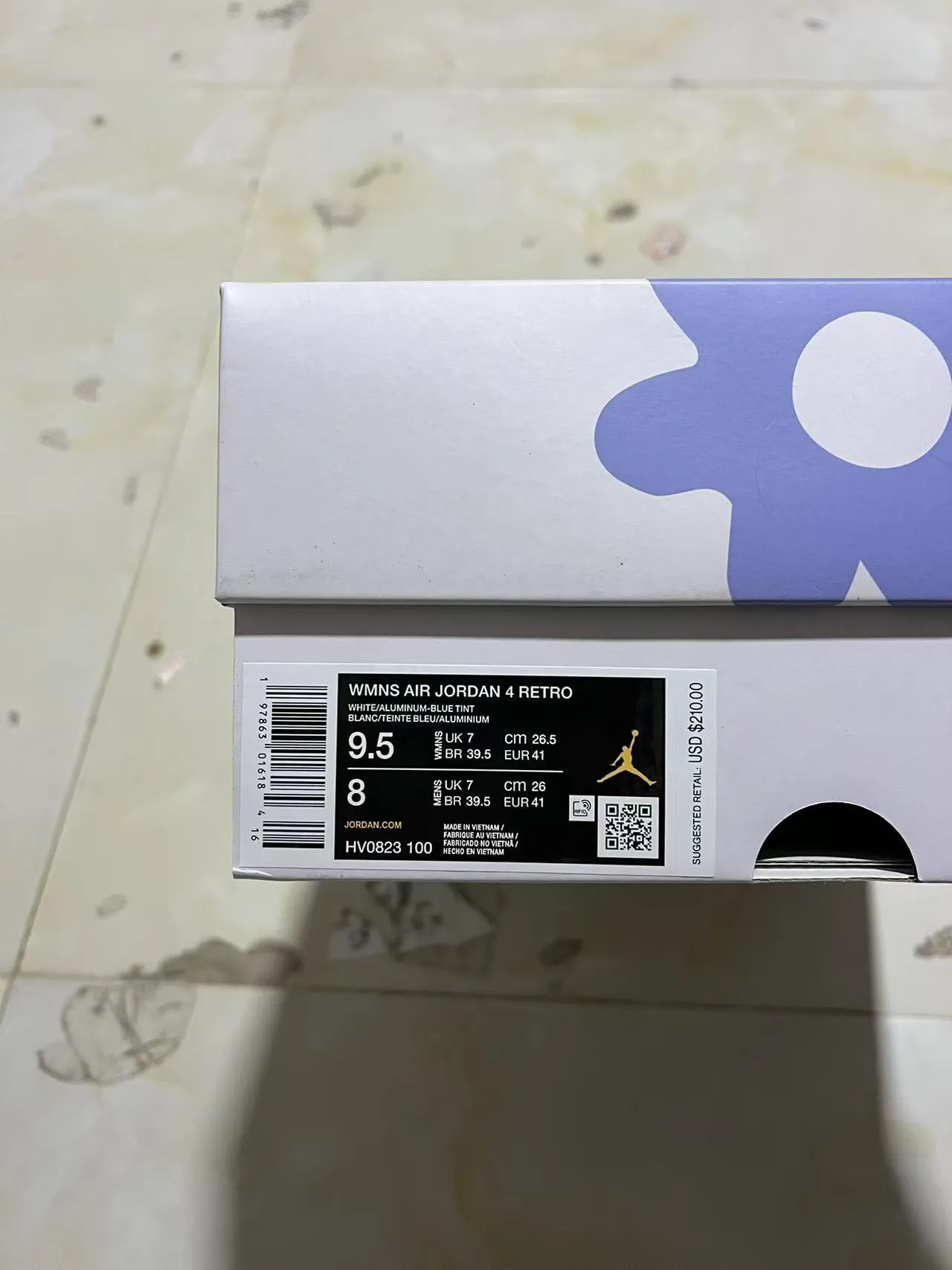 Chaussures de basketball Air Jordan 4 Retro blanc et bleu clair 10