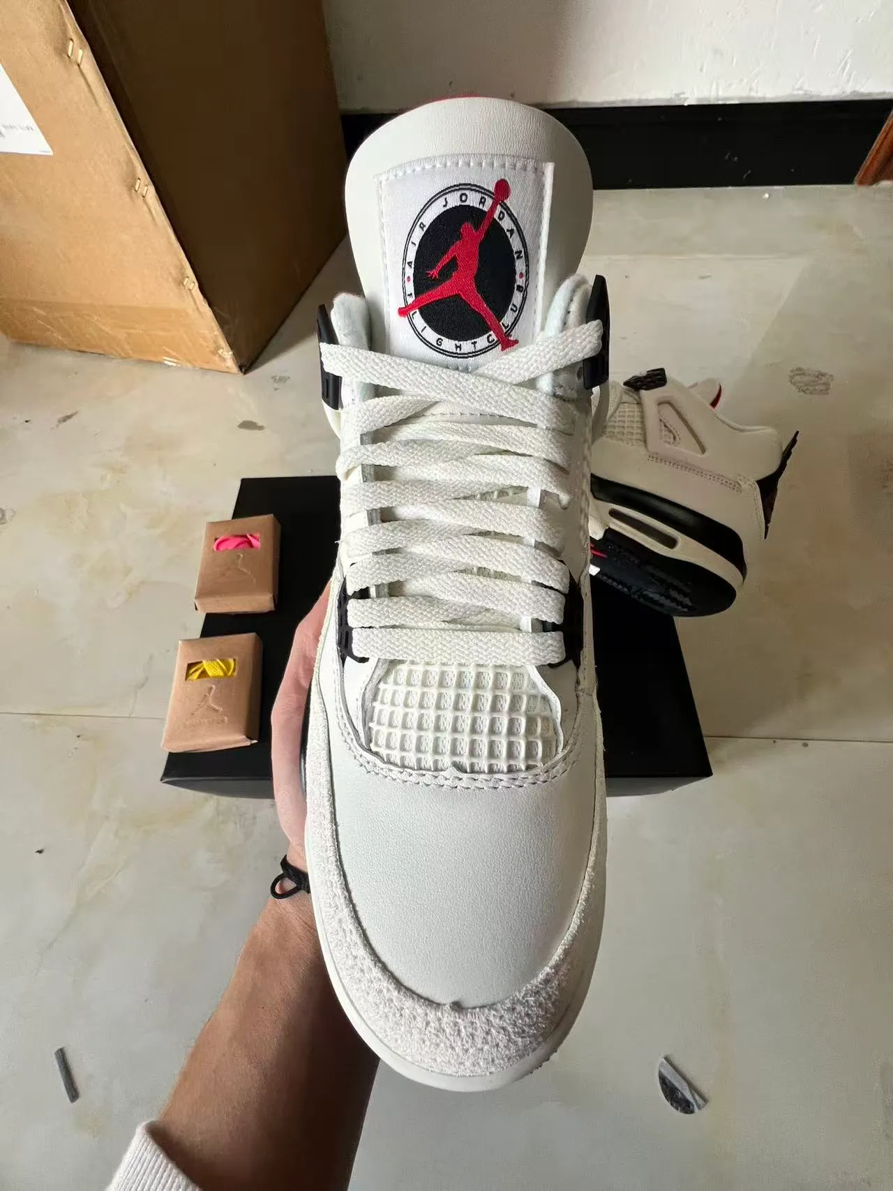 Air Jordan 4 White Black Red Basketball Shoes 3