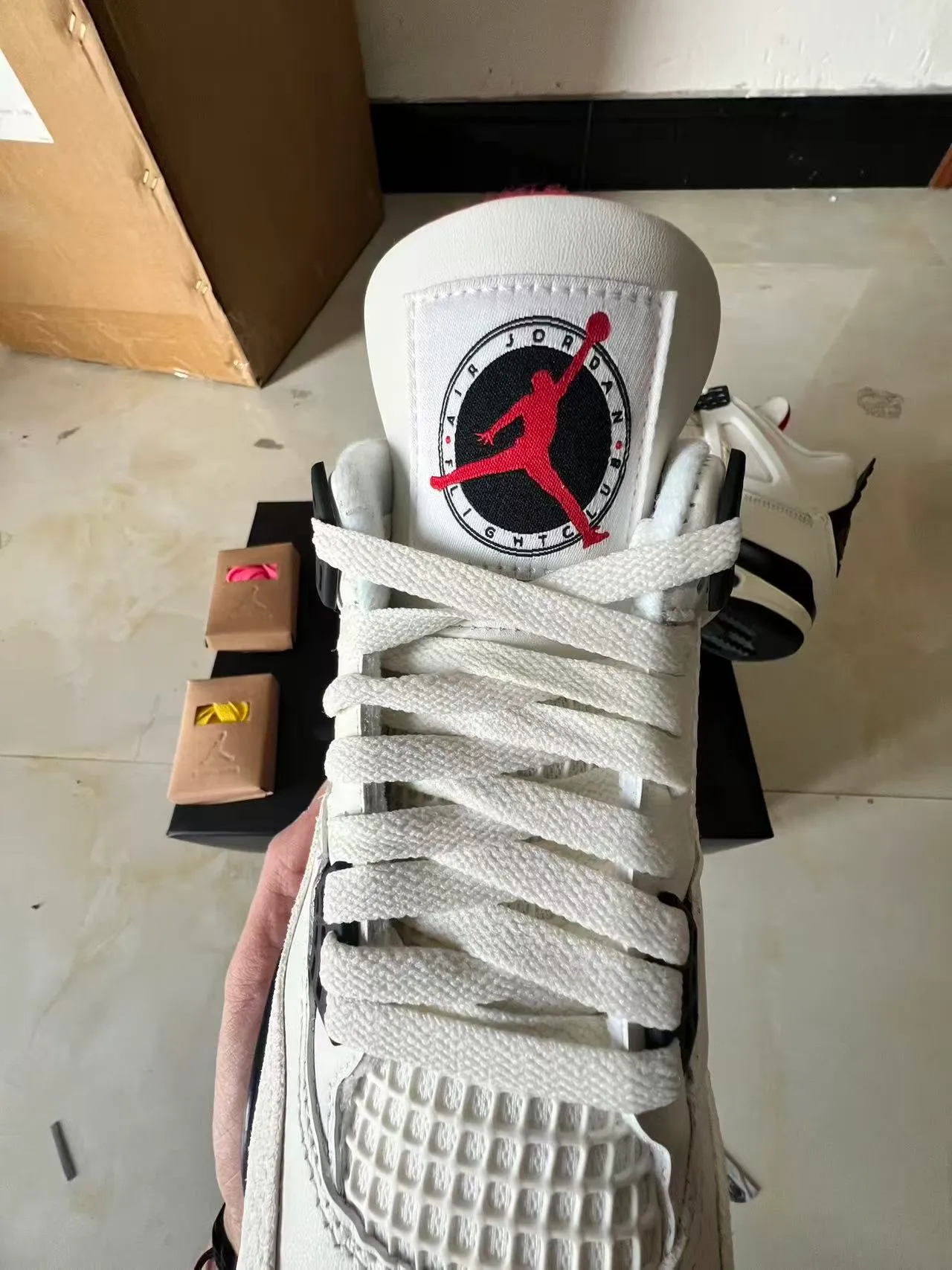 Air Jordan 4 White Black Red Basketball Shoes 4