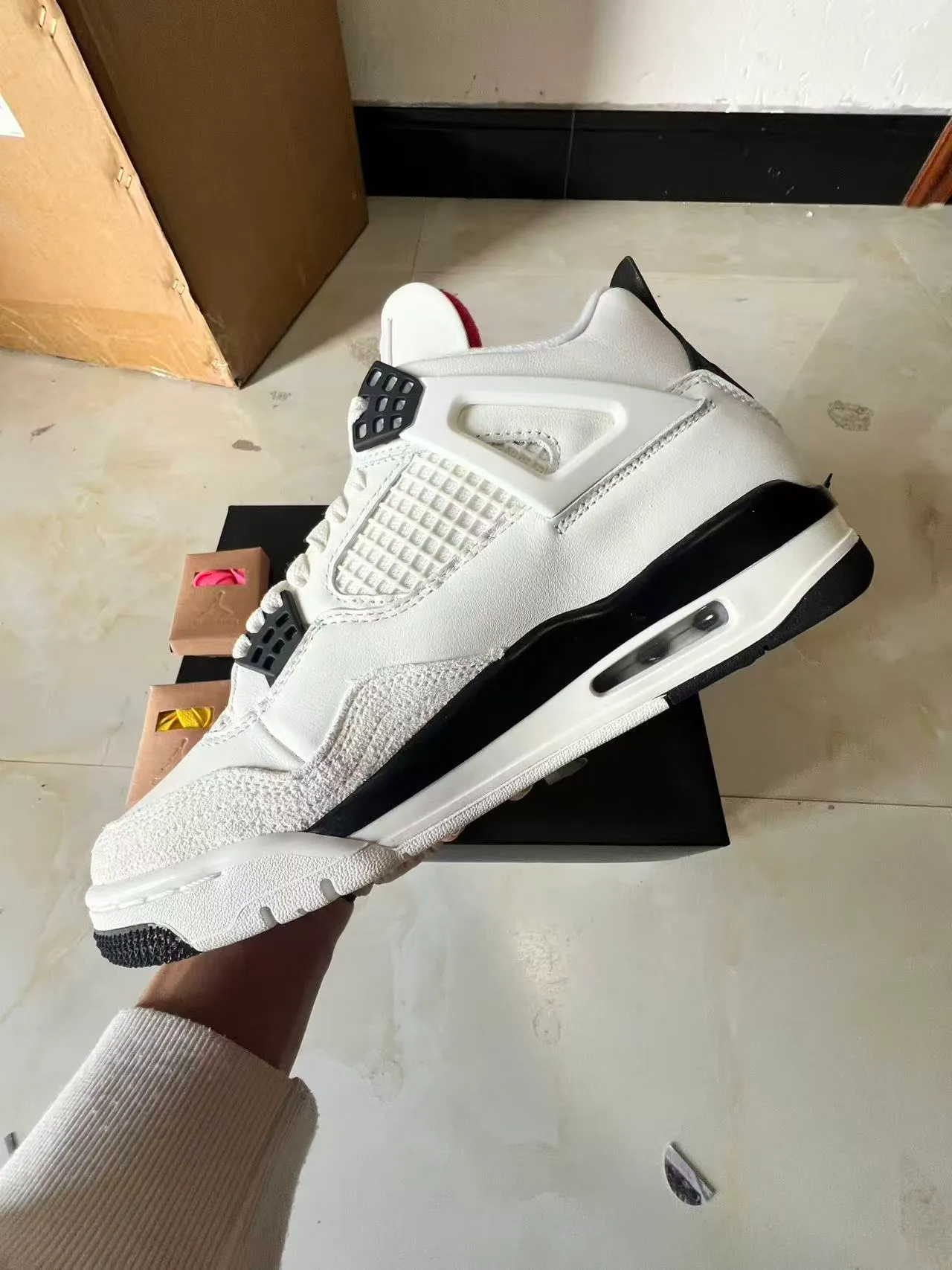 Air Jordan 4 White Black Red Basketball Shoes 5