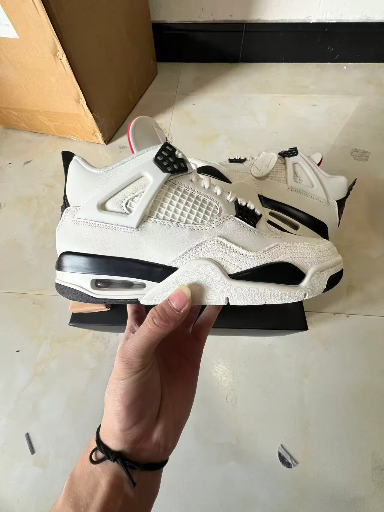 Air Jordan 4 White Black Red Basketball Shoes 7