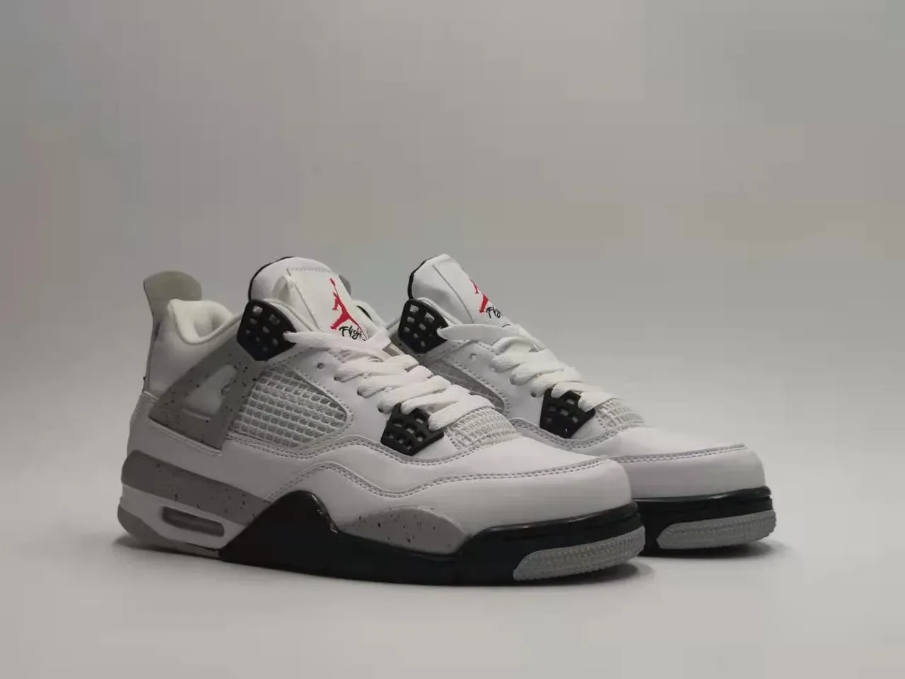 Air Jordan 4 Blanc Noir Rouge Chaussures de Basket 4