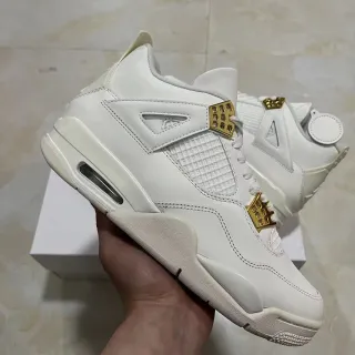 Air Jordan 4 White Gold Metallic Basketball Shoes