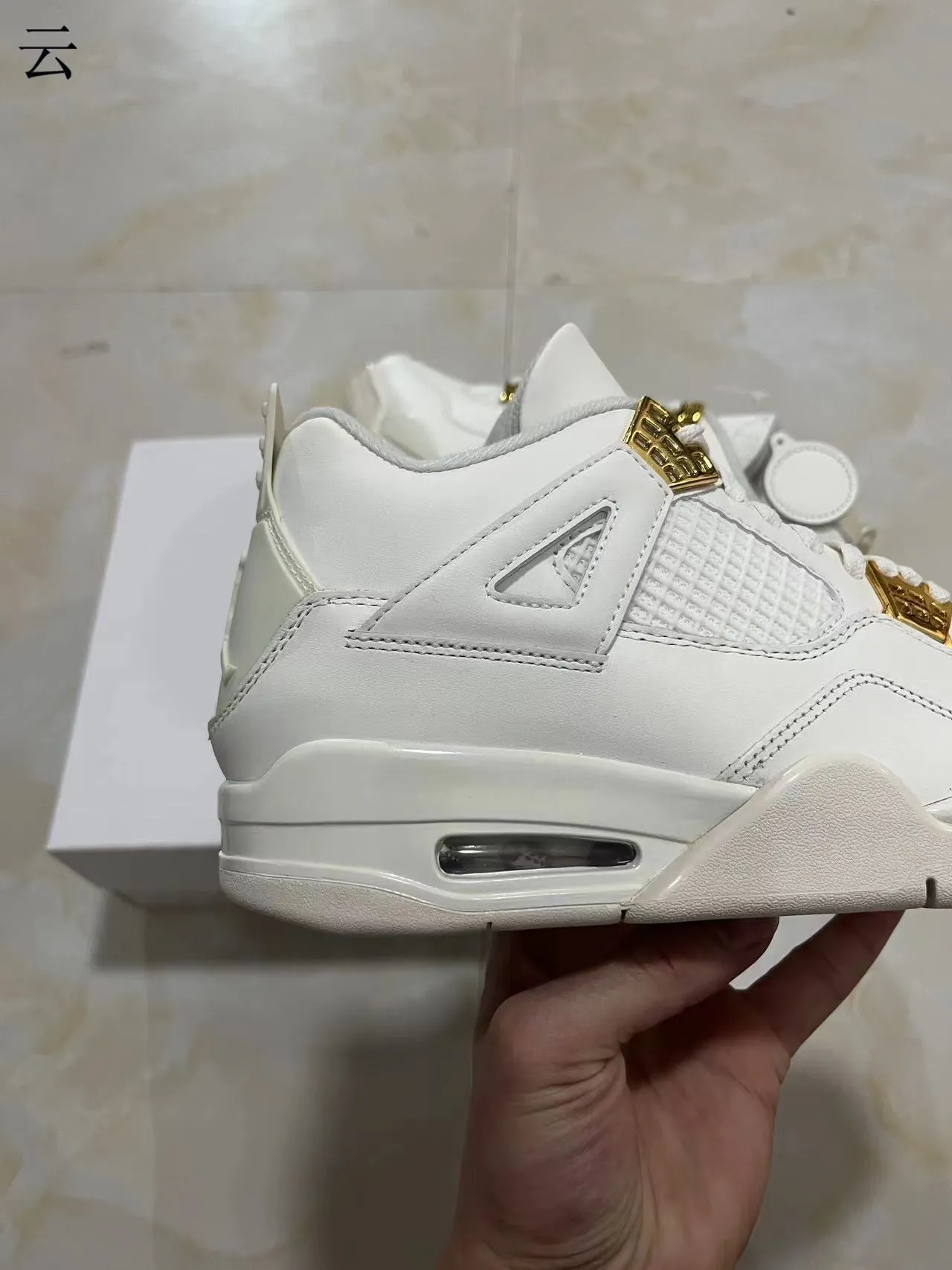 Air Jordan 4 White Gold Metallic Basketball Shoes 6