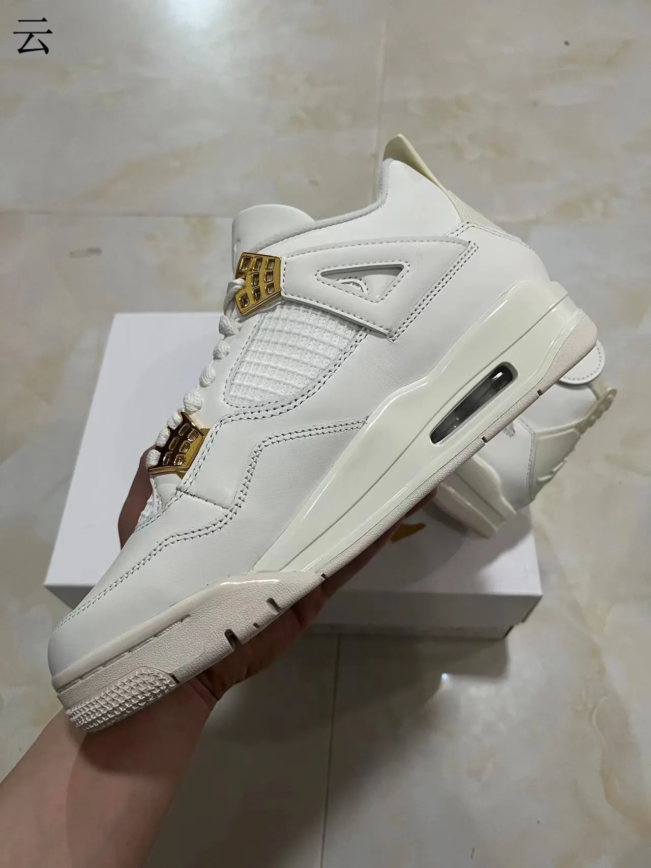 Air Jordan 4 White Gold Metallic Basketball Shoes 8