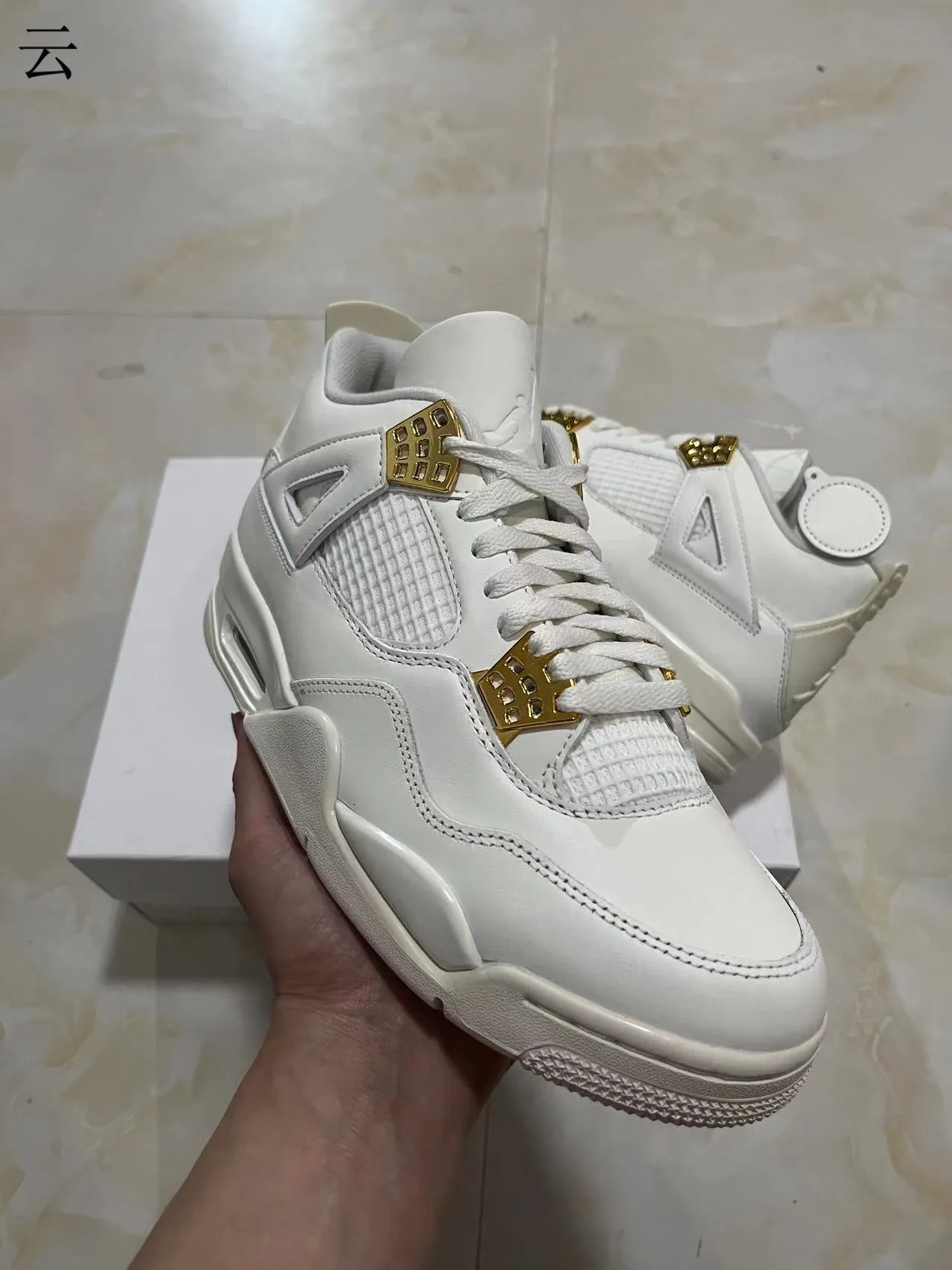 Air Jordan 4 White Gold Metallic Basketball Shoes 11