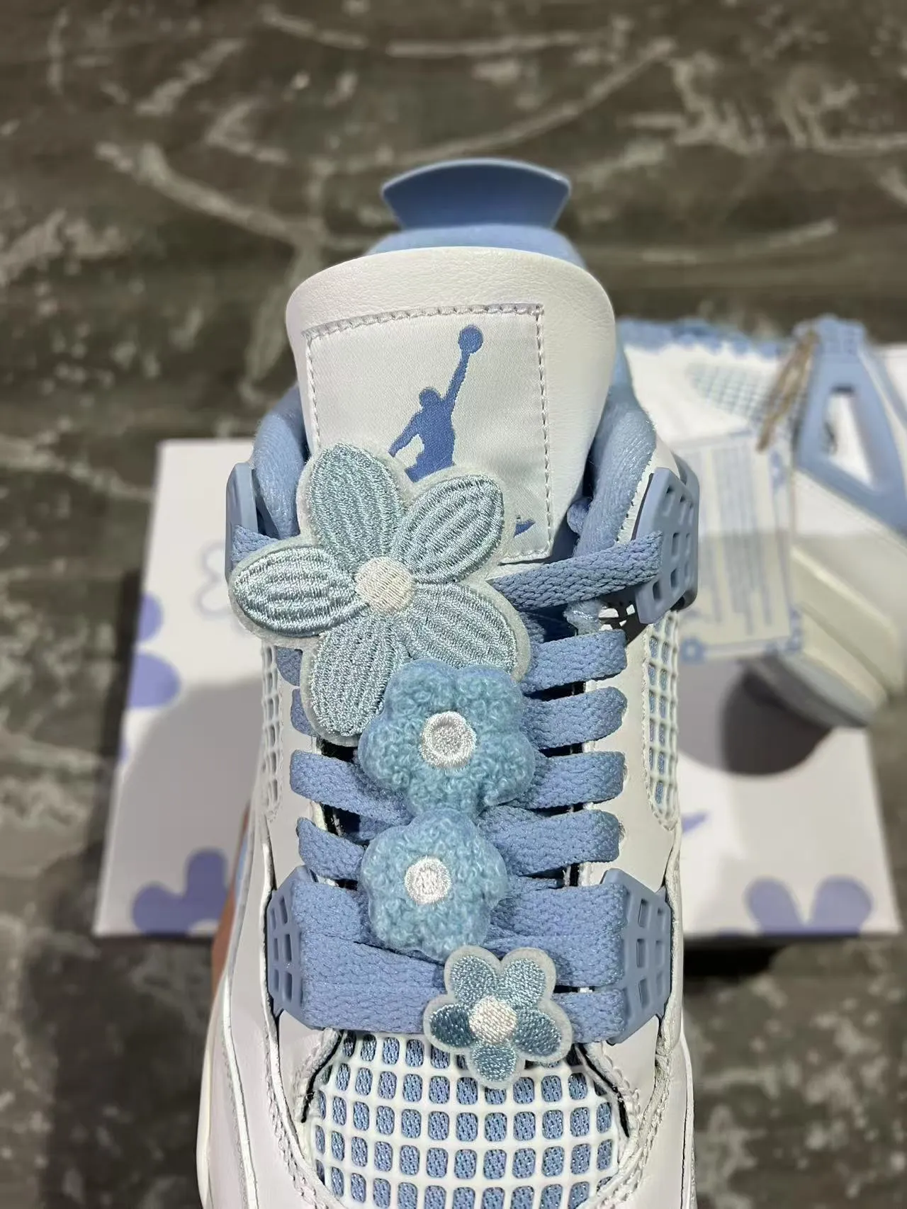 Air Jordan 4 White Light Blue Basketball Shoes 4