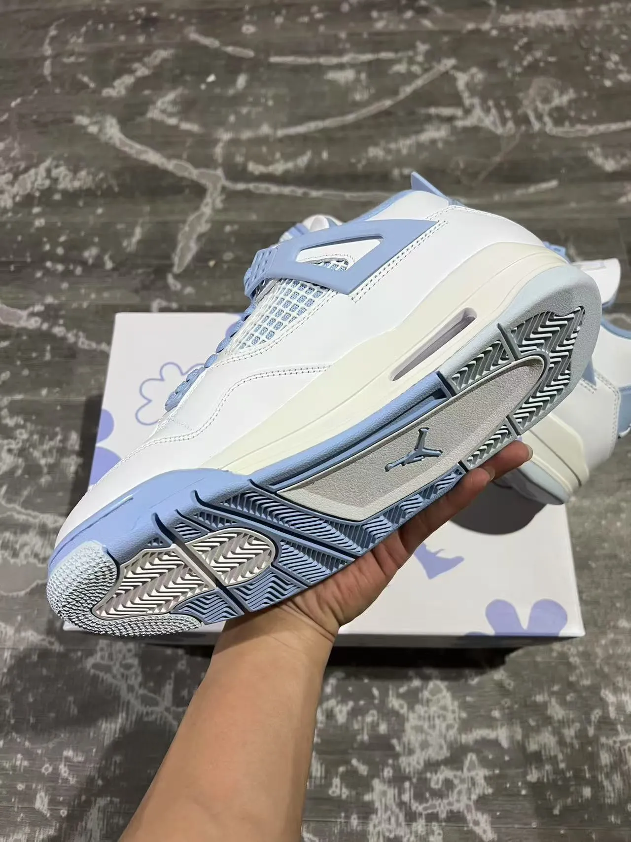 Air Jordan 4 White Light Blue Basketball Shoes 6
