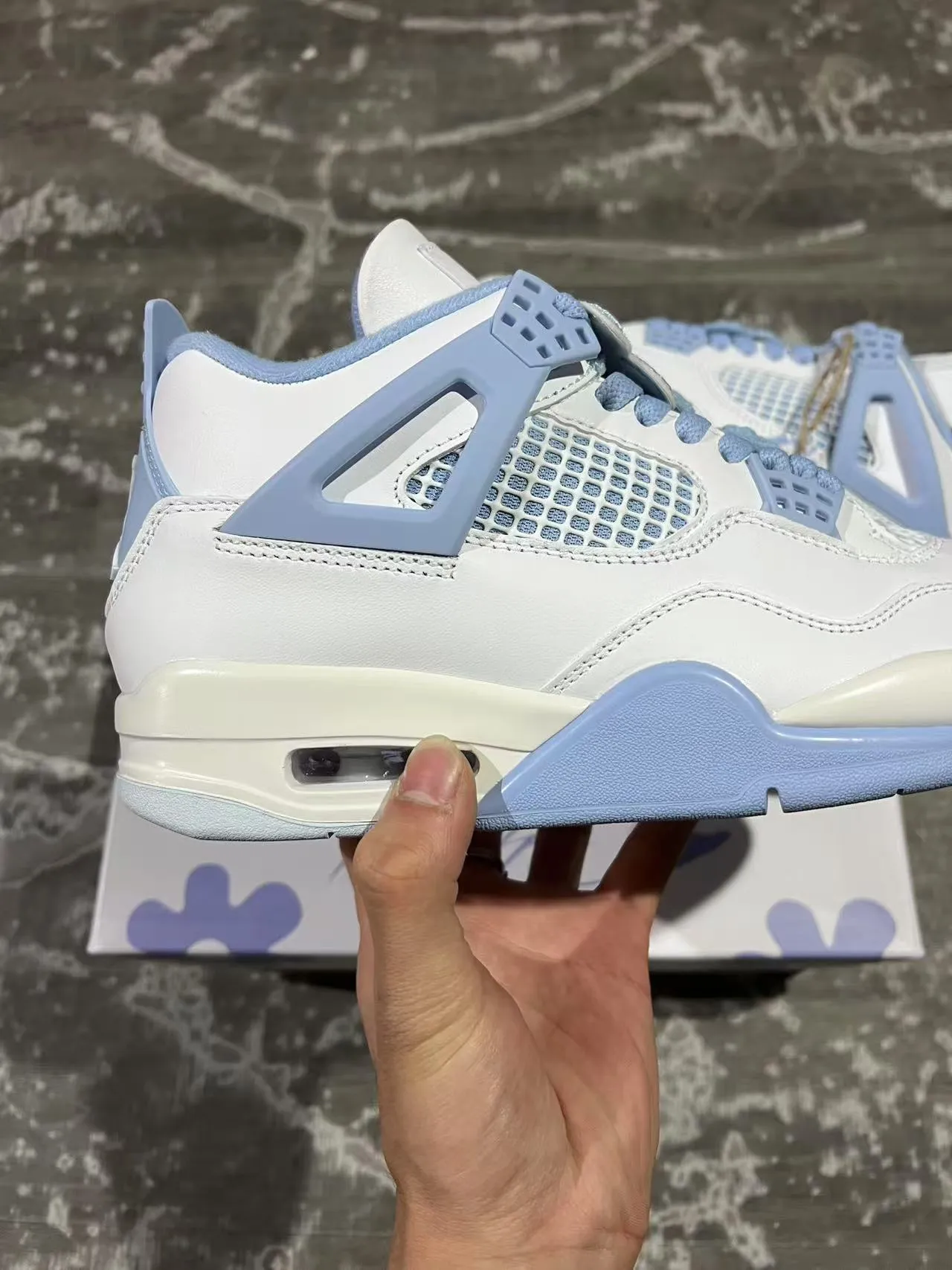 Air Jordan 4 White Light Blue Basketball Shoes 7