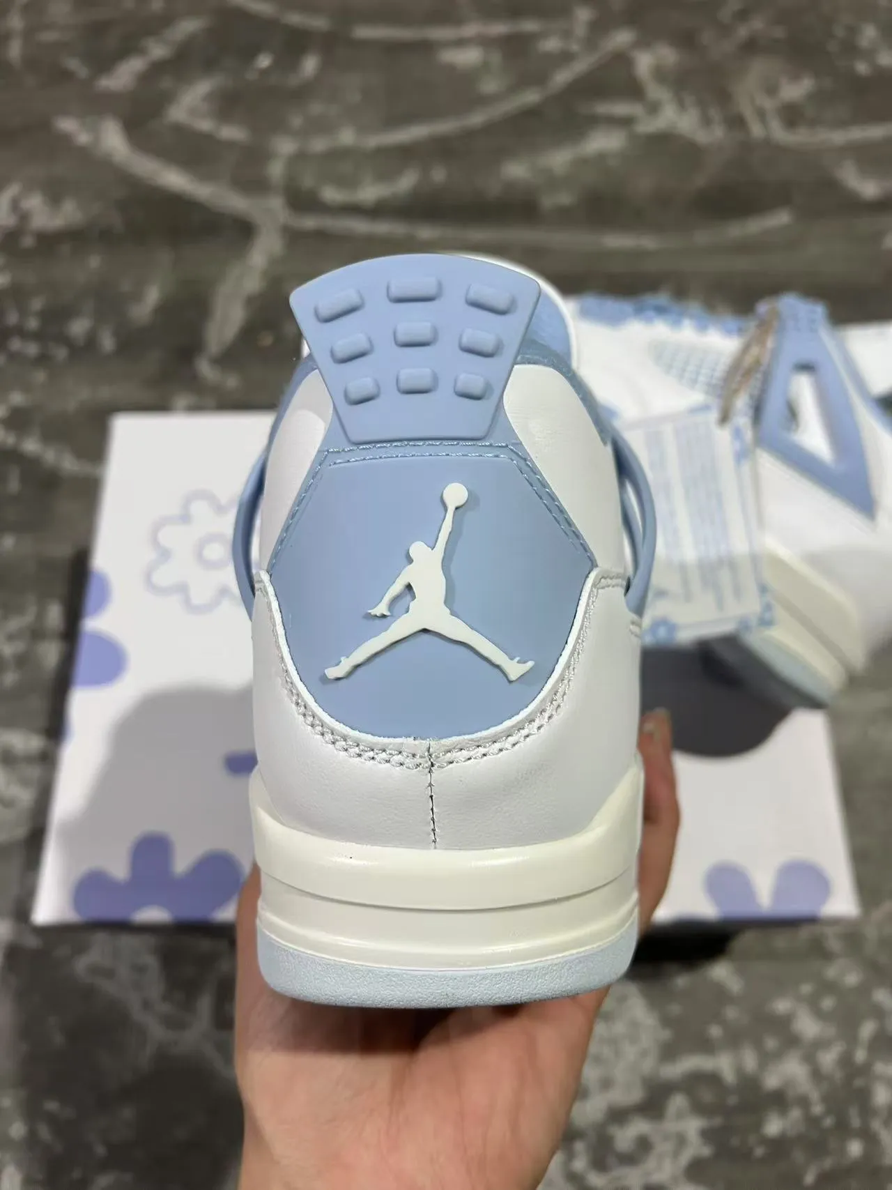 Air Jordan 4 White Light Blue Basketball Shoes 8