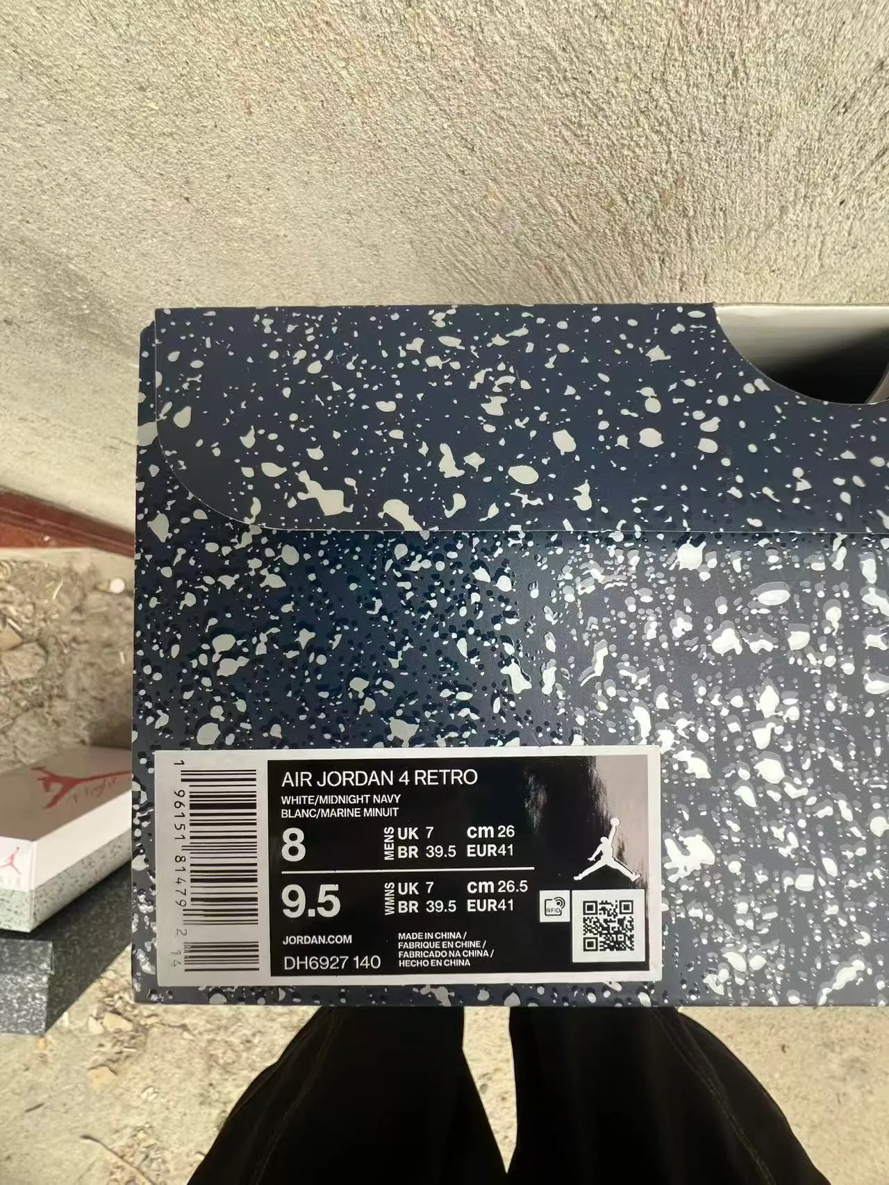Air Jordan 4 White Navy Speckled Gray Basketball Shoes 10