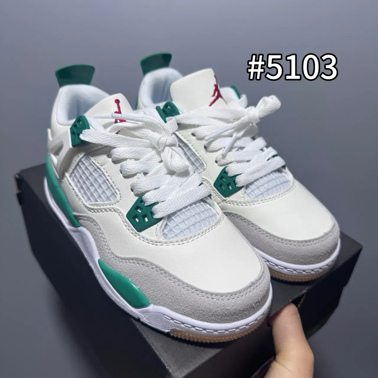 Air Jordan 4 White Pink Green Blue Lifestyle Sneakers 10