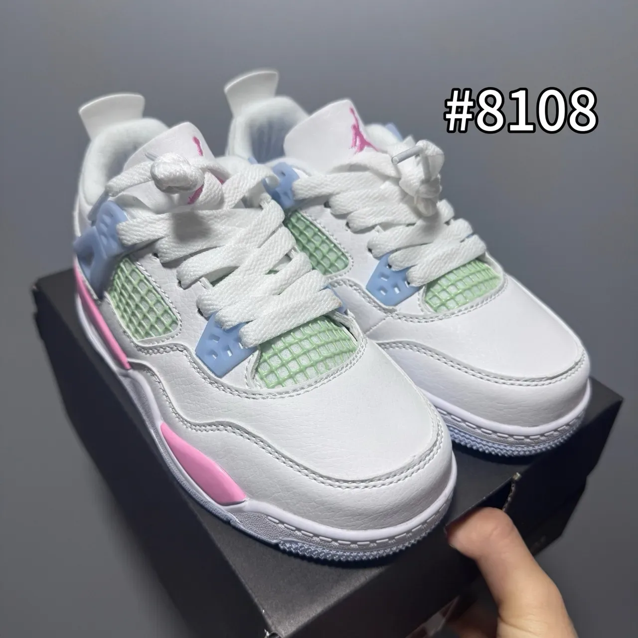 Air Jordan 4 White Pink Green Blue Lifestyle Sneakers 11