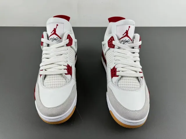 Air Jordan 4 White Red Gum Basketball Shoes 9
