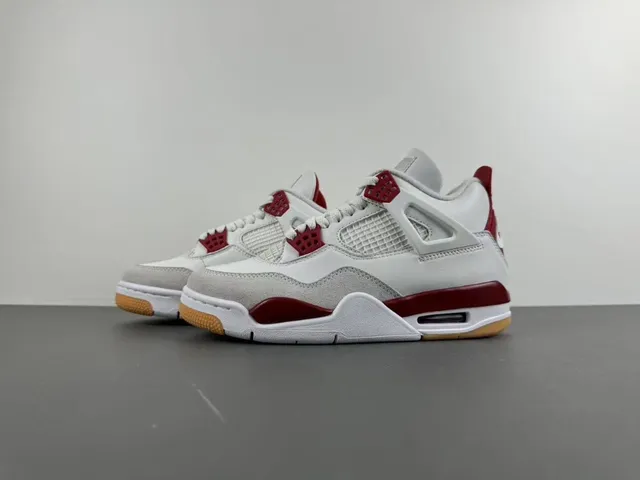 Air Jordan 4 White Red Gum Basketball Shoes 10