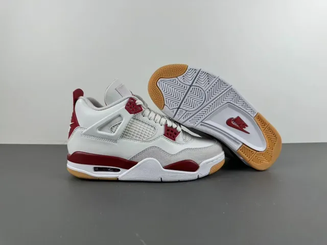 Air Jordan 4 White Red Gum Basketball Shoes 11