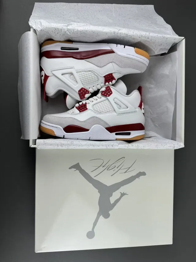 Air Jordan 4 White Red Gum Basketball Shoes 12