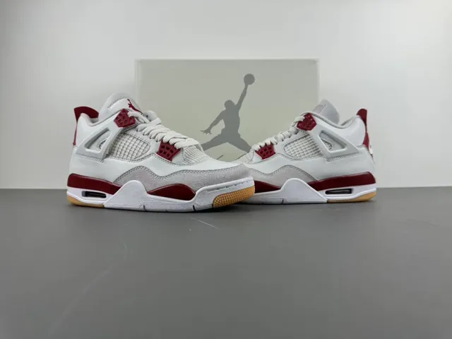 Air Jordan 4 White Red Gum Basketball Shoes 13