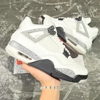 Air Jordan 4 White Speckled Gray Black Basketball Shoes