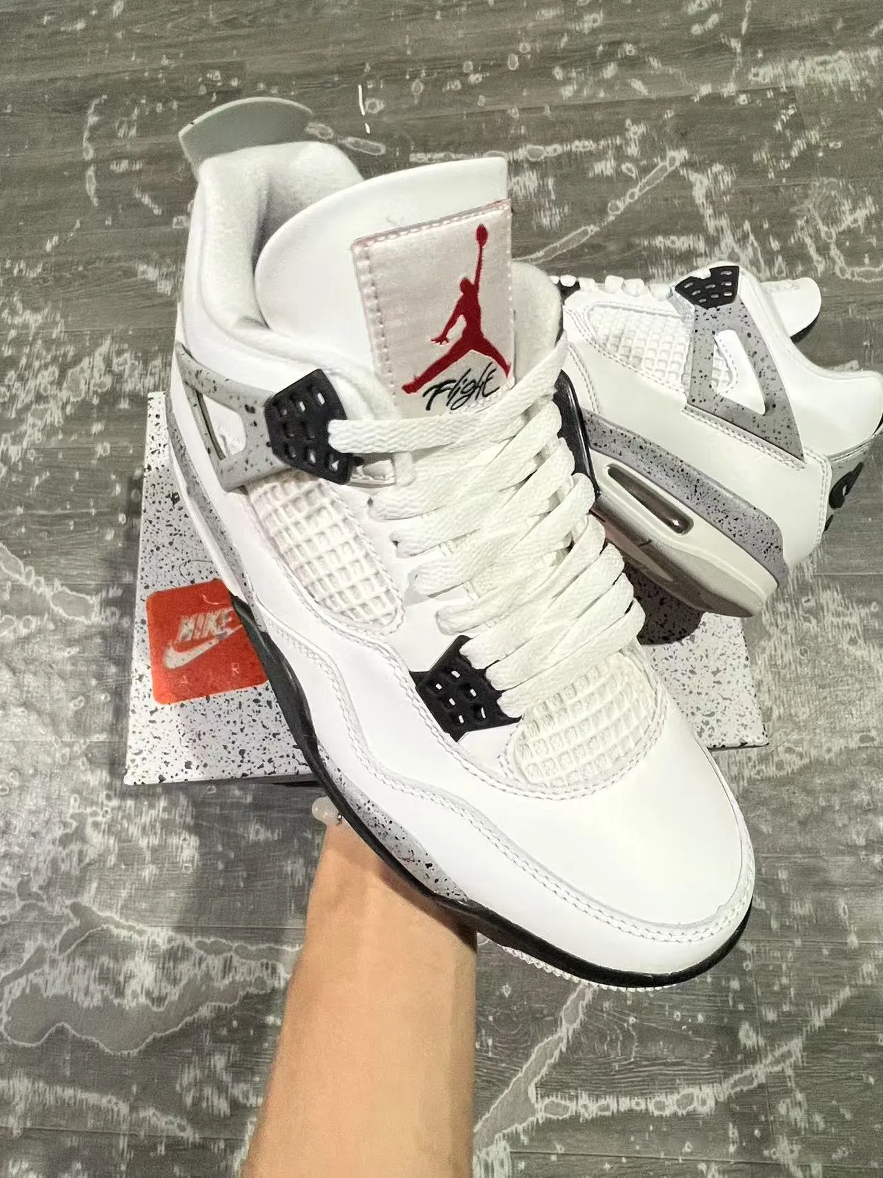 Zapatillas de baloncesto Air Jordan 4 blanco gris moteado negro 2